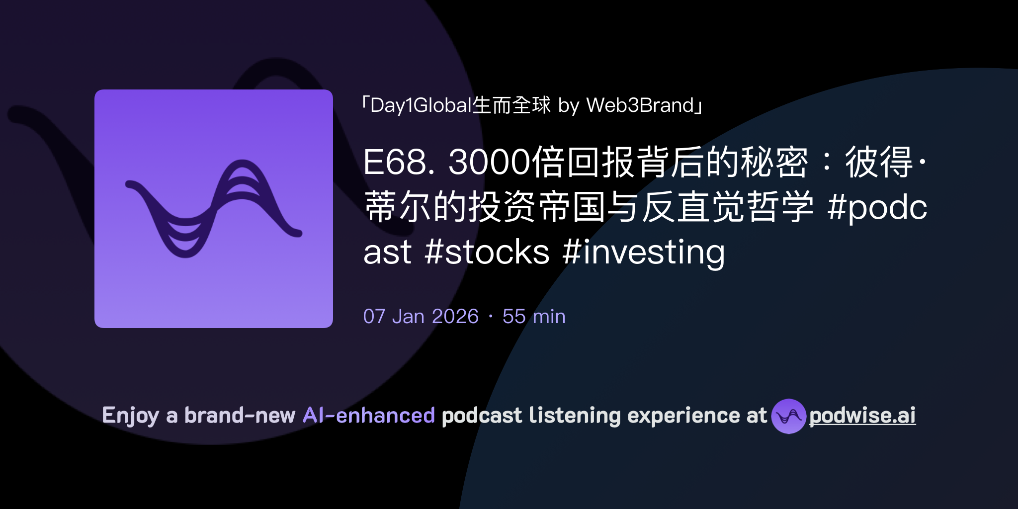 E68. 3000倍回报背后的秘密：彼得·蒂尔的投资帝国与反直觉哲学#podcast #stocks #investing |  Day1Global生而全球by Ruby & Star | Podwise