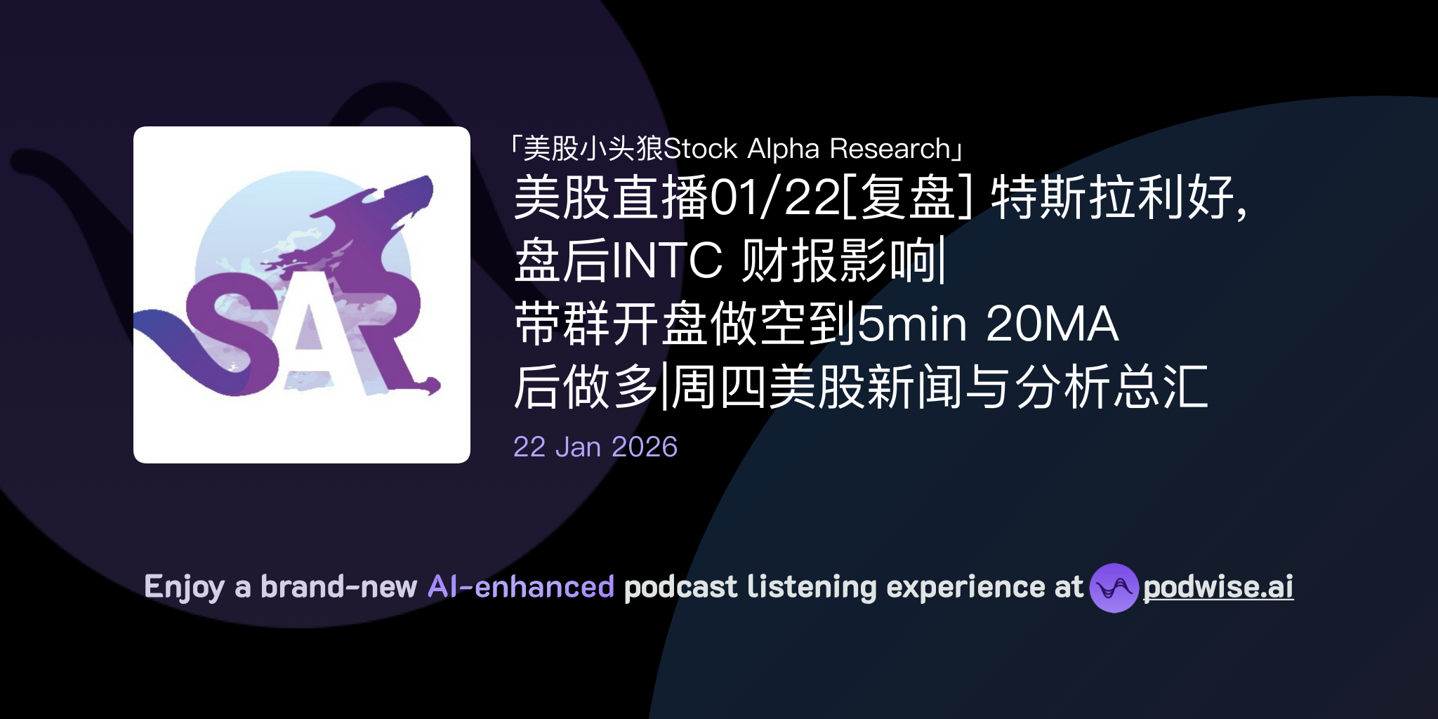 美股直播01/22[复盘] 特斯拉利好, 盘后INTC 财报影响| 带群开盘做空到5min 20MA 后做多|周四美股新闻与分析总汇| 美股小头狼Stock  Alpha