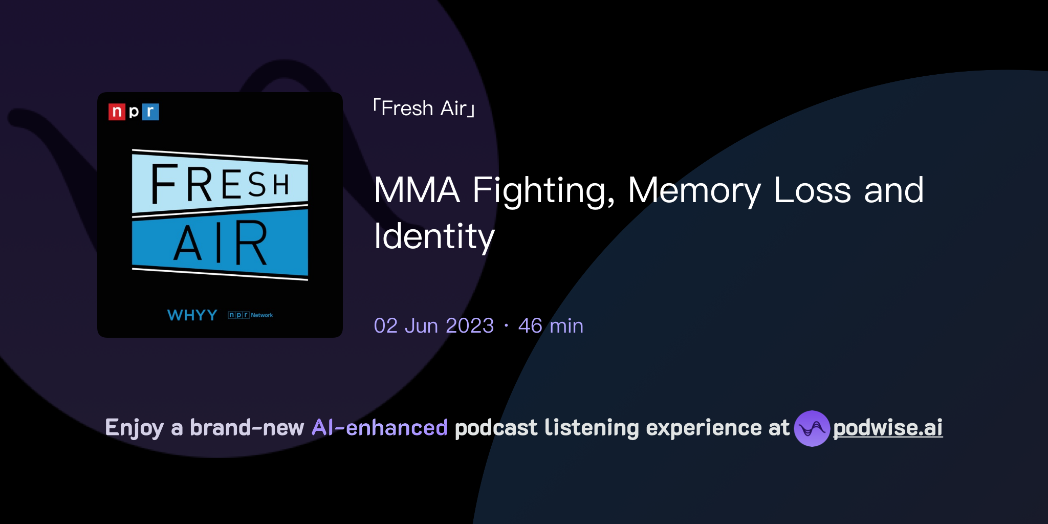 MMA Fighting, Memory Loss and Identity | Fresh Air | Podwise